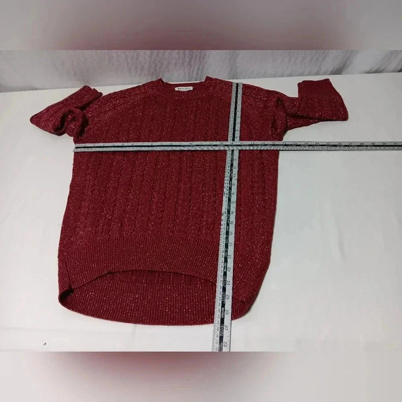 ATHLETA  Crossroads Crewneck Sweater Red Metallic Cable Knit.  Ladies size xs - Picture 5 of 10